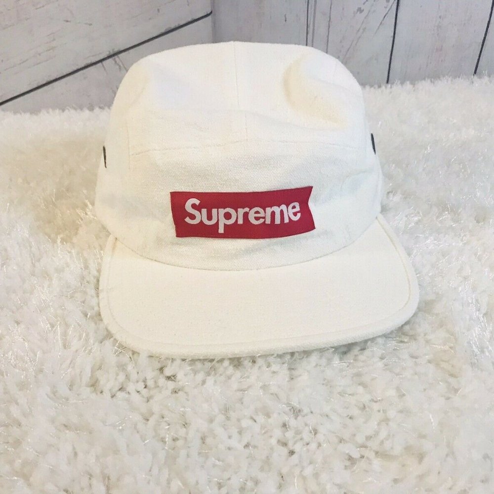 Supreme Box Logo Napped Canvas Camp Cap White/Red